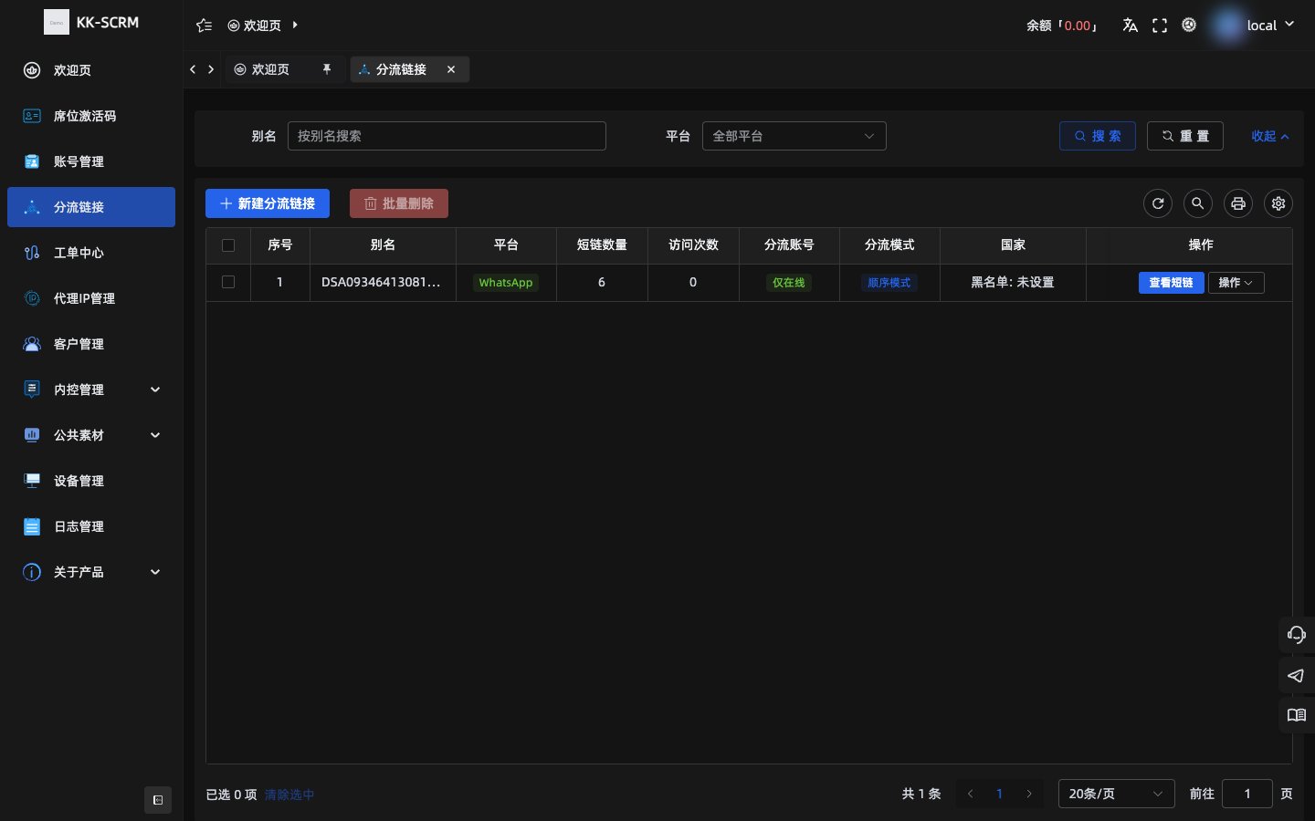 分流链接列表示意